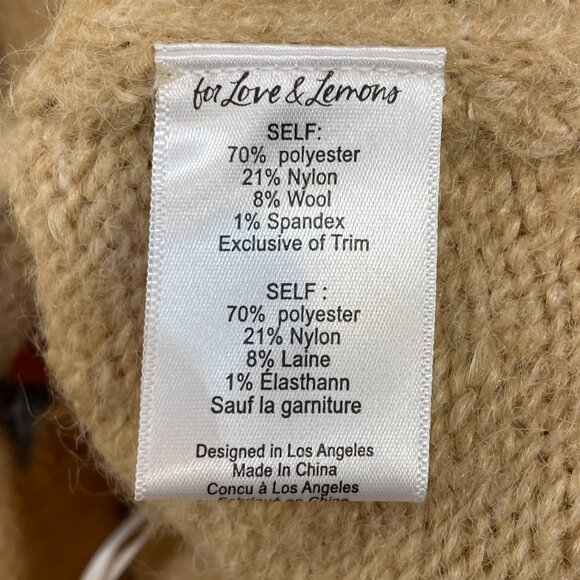 New For Love & Lemons Grans Embroidered Cropped Cardigan Beige XS $198 - Picture 7 of 8